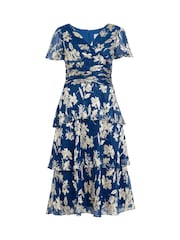 Gina Bacconi Simone Foil Printed Tiered Dress - Image 5 of 5
