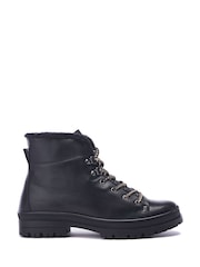 Moda in Pelle Onella Lace-Up Stitch Detail Leather Boots - Image 1 of 4