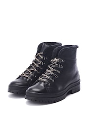 Moda in Pelle Onella Lace-Up Stitch Detail Leather Boots - Image 2 of 4
