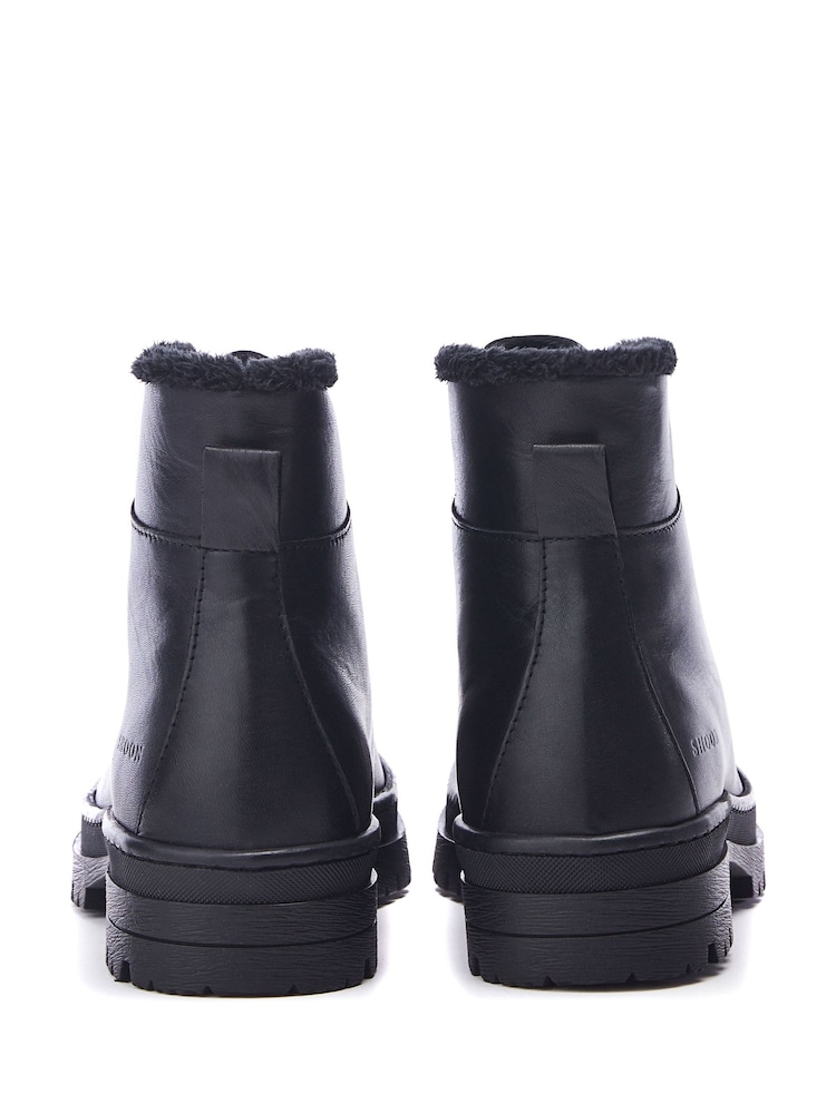 Moda in Pelle Onella Lace-Up Stitch Detail Leather Boots - Image 3 of 4