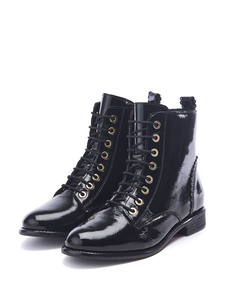 Moda in Pelle Penelopi Detail Lace Up Leather Boots - Image 2 of 4