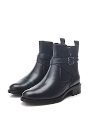 Moda in Pelle Oloron Smart Buckle Detail Leather Ankle Boots - Image 2 of 4