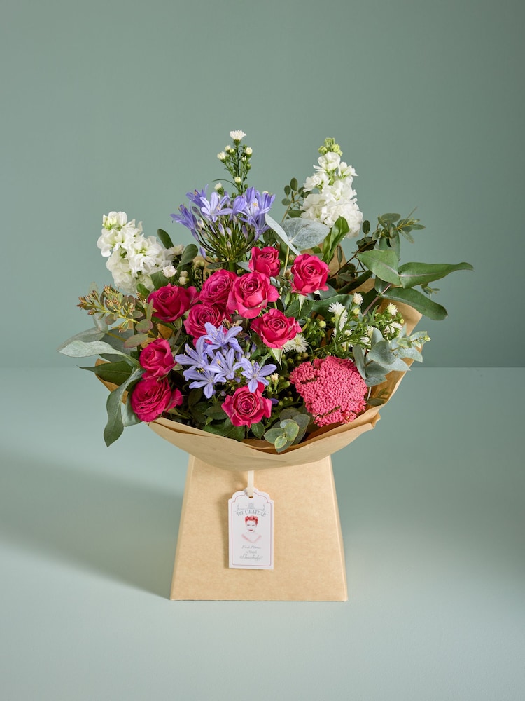 The Chateau by Angel Strawbridge White Rose and Agapanthus Fresh Flower Bouquet in Pail - Image 1 of 5
