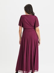 Scarlett & Jo Wine Kemi Solid Bolero Wrap Bodice Mesh Maxi Dress - Image 2 of 4