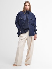Barbour® Blue Guernsey Knitted Cape Jumper - Image 2 of 6