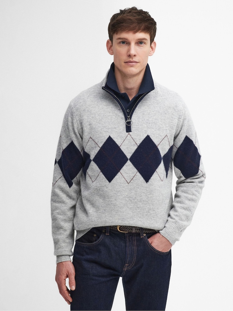 Barbour® Grey Hartfield Quarter Zip Jumper - Image 1 of 6