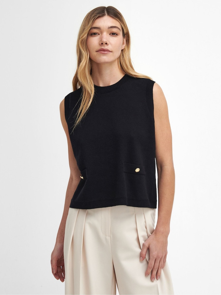 Barbour® Black Kathryn Knit 100% Cotton Jumper - Image 1 of 4