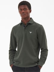 Barbour® Green Firbank Long Sleeves 100% Cotton Polo Shirt - Image 1 of 5