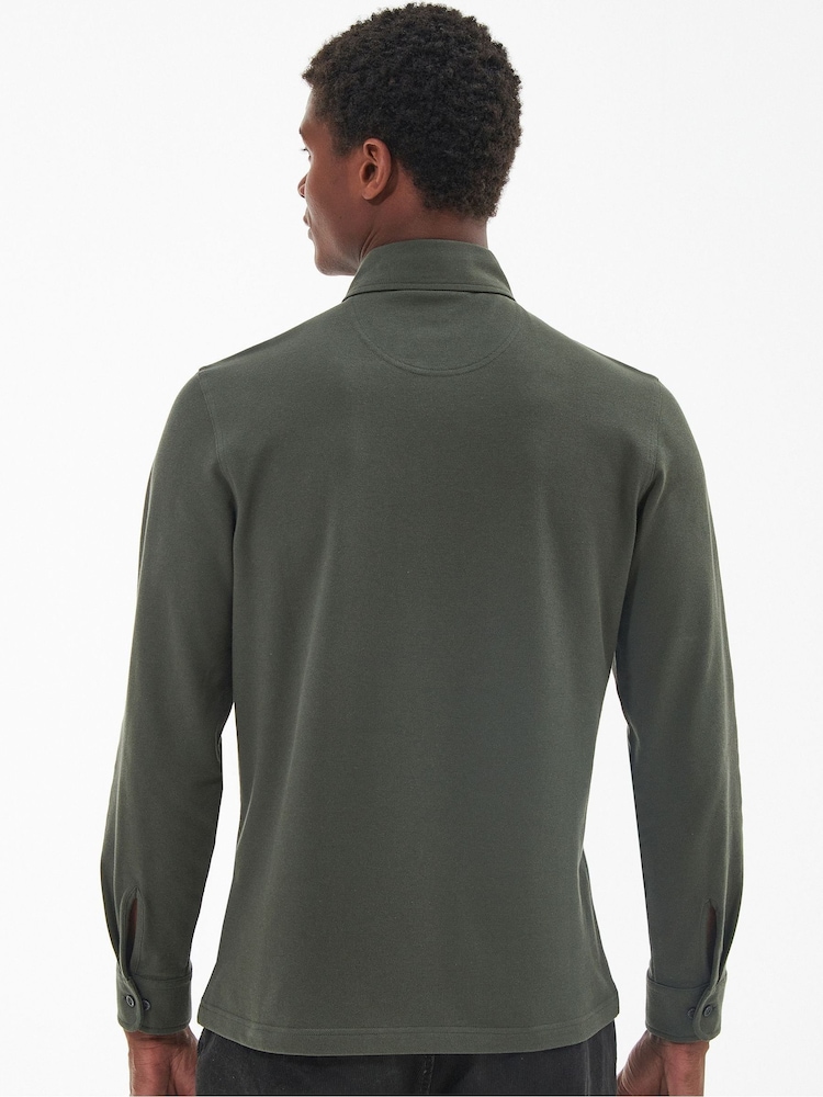 Barbour® Green Firbank Long Sleeves 100% Cotton Polo Shirt - Image 2 of 5