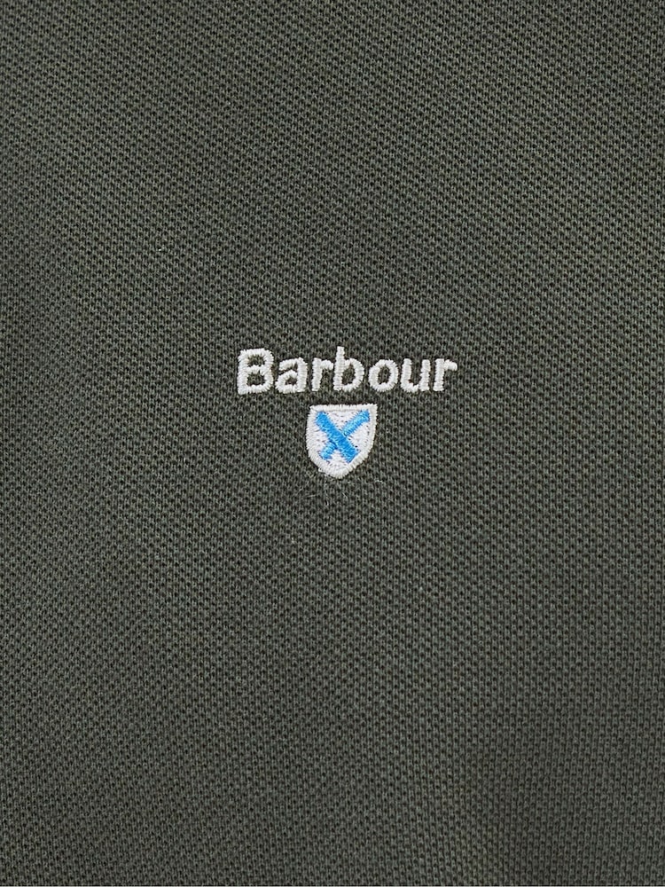 Barbour® Green Firbank Long Sleeves 100% Cotton Polo Shirt - Image 5 of 5