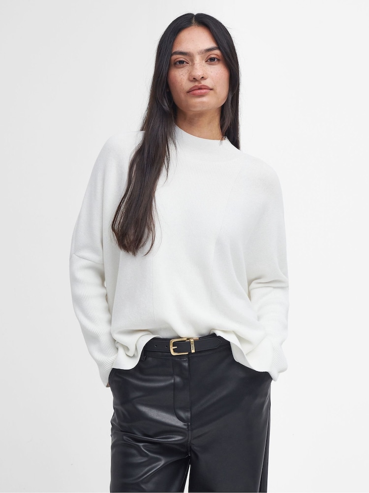 Barbour® International Sunita Knit 100% Cotton White Jumper - Image 1 of 6
