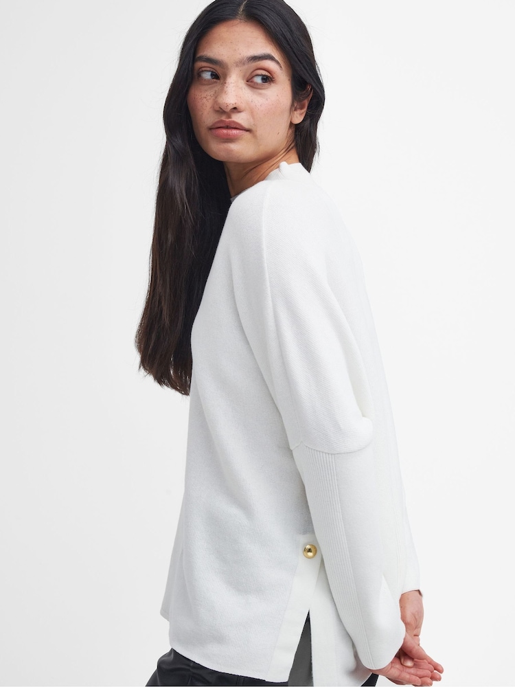 Barbour® International Sunita Knit 100% Cotton White Jumper - Image 3 of 6