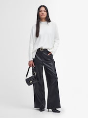 Barbour® International Sunita Knit 100% Cotton White Jumper - Image 4 of 6