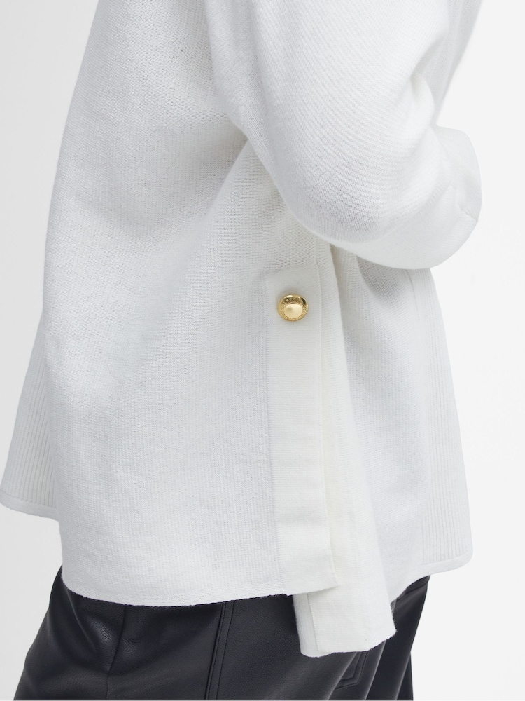 Barbour® International Sunita Knit 100% Cotton White Jumper - Image 6 of 6