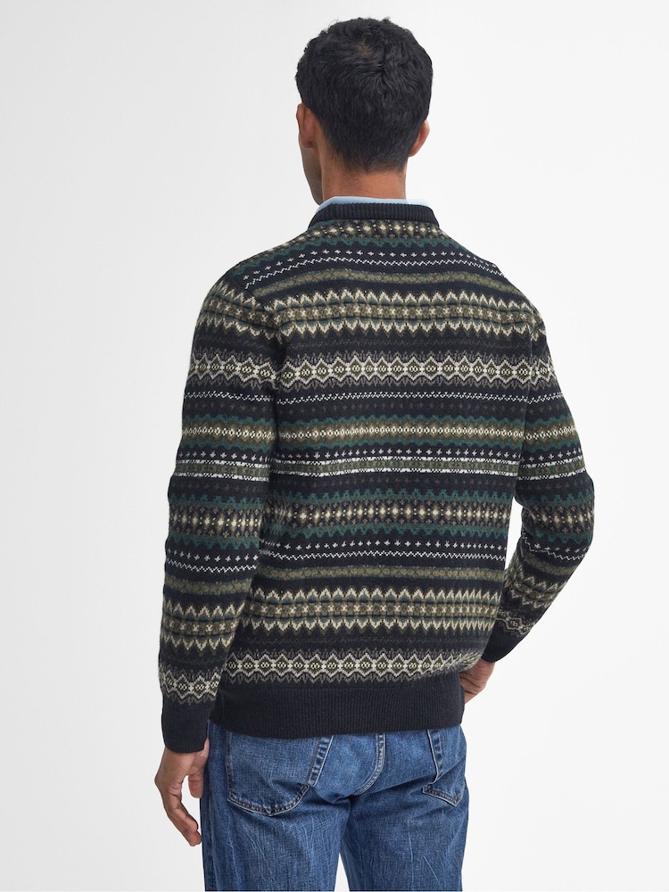 Barbour® Black Case Crew Fairisle Pattern Jumper - Image 2 of 6