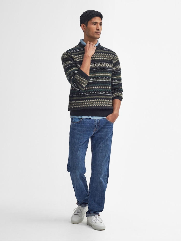 Barbour® Black Case Crew Fairisle Pattern Jumper - Image 3 of 6