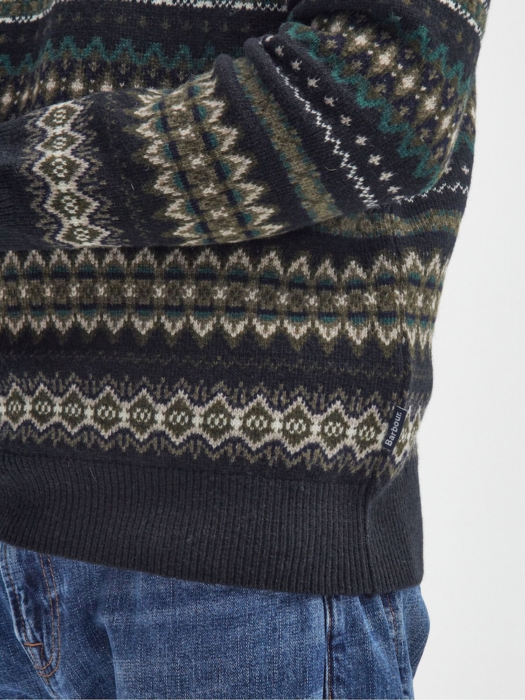 Barbour® Black Case Crew Fairisle Pattern Jumper - Image 6 of 6
