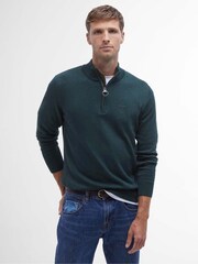 Barbour® Green Half Zip Knit 100% Cotton Jumper - Image 1 of 5