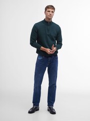 Barbour® Green Half Zip Knit 100% Cotton Jumper - Image 2 of 5