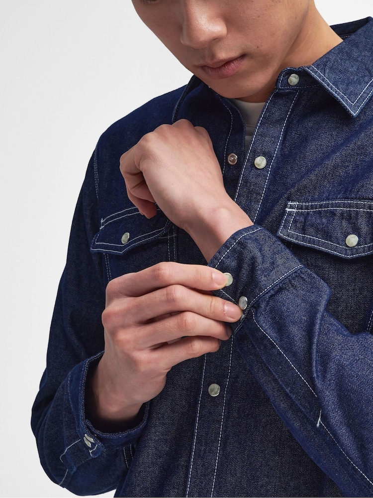 Barbour® International Blue Terence Denim 100% Cotton Shirt - Image 6 of 6