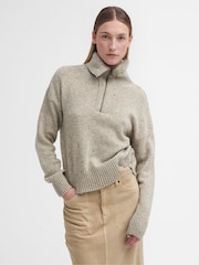 Barbour® Cream Lavensdale Half Zip Jumper - Image 1 of 6