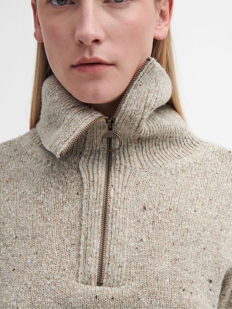 Barbour® Cream Lavensdale Half Zip Jumper - Image 6 of 6