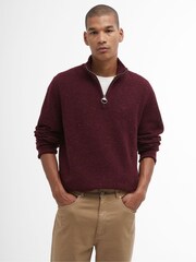 Barbour® Red Tainsbury Quarter Zip Jumper - Image 1 of 5