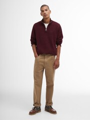 Barbour® Red Tainsbury Quarter Zip Jumper - Image 3 of 5