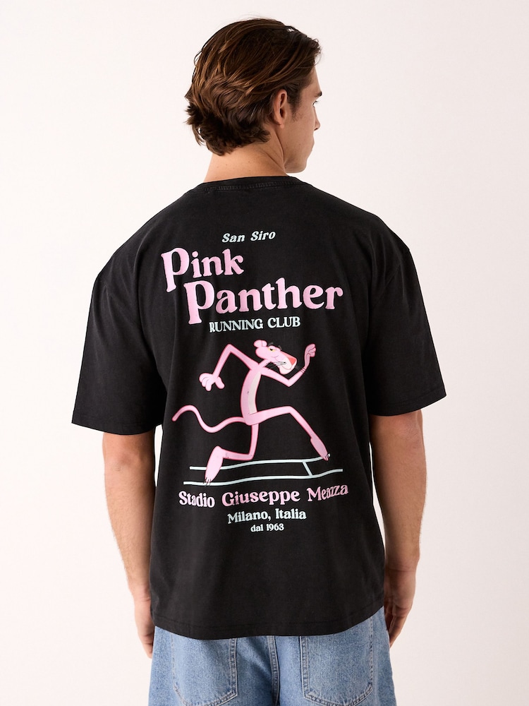 Black Pink Panther Licence Graphic Print T-Shirt - Image 1 of 9 Black Pink Panther Licence Graphic Print T-Shirt - Image 1 of 9
