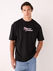 Black Pink Panther Licence Graphic Print T-Shirt - Image 3 of 9