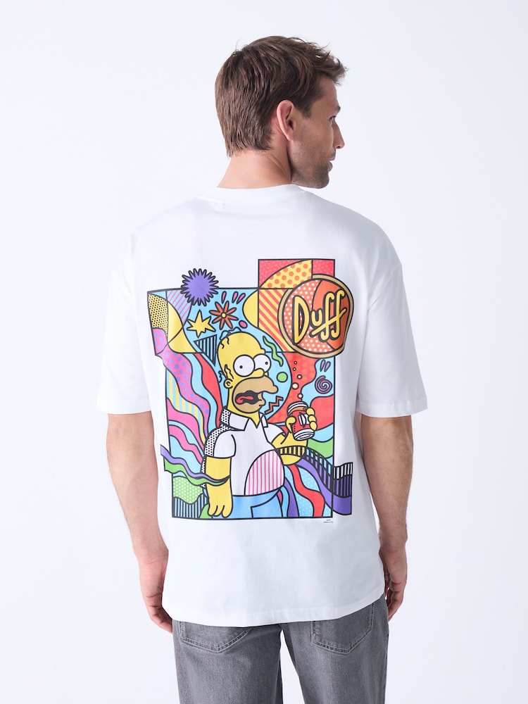 White Homer Simpson Licence 100% Cotton Graphic T-Shirt - Image 1 of 6
