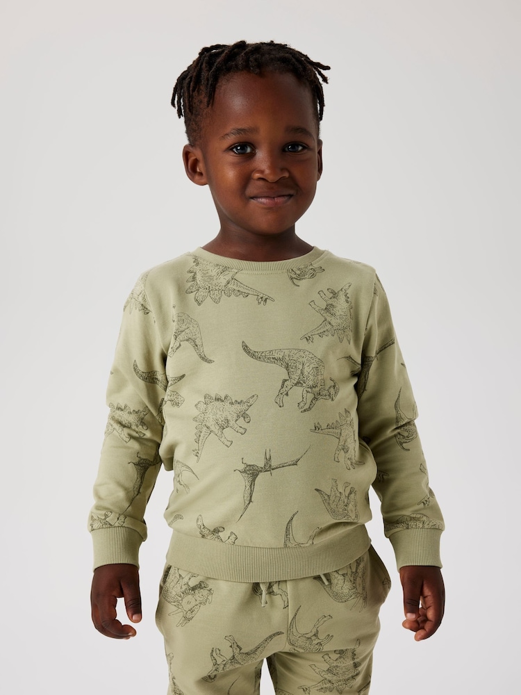 Name It Green Dinosaur Graphic Printed Sweatshirt - Image 2 of 5 Name It Green Dinosaur Graphic Printed Sweatshirt - Image 2 of 5