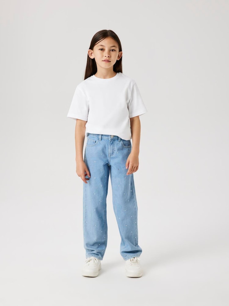 Name It Blue Rhinestone Straight Leg Jeans - Image 1 of 4