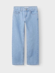 Name It Blue Rhinestone Straight Leg Jeans - Image 3 of 4