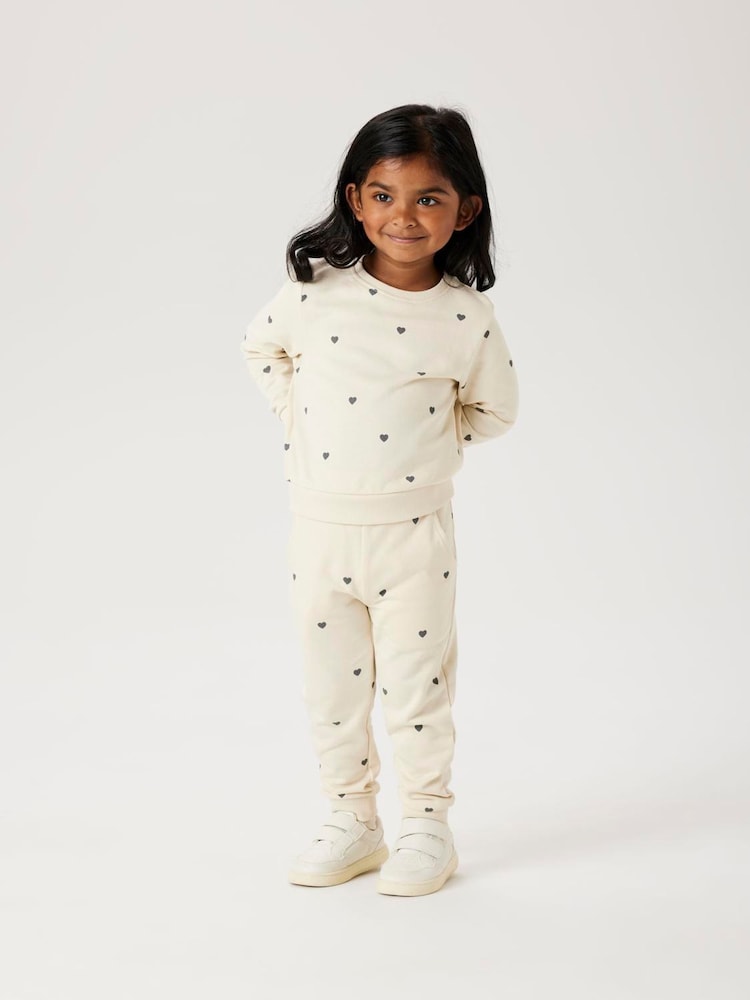 Name It Cream Heart Printed 100% Cotton Joggers - Image 2 of 5