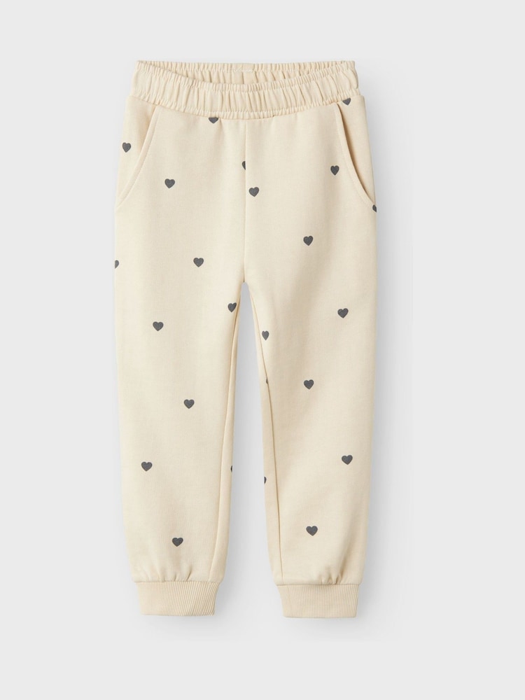 Name It Cream Heart Printed 100% Cotton Joggers - Image 4 of 5