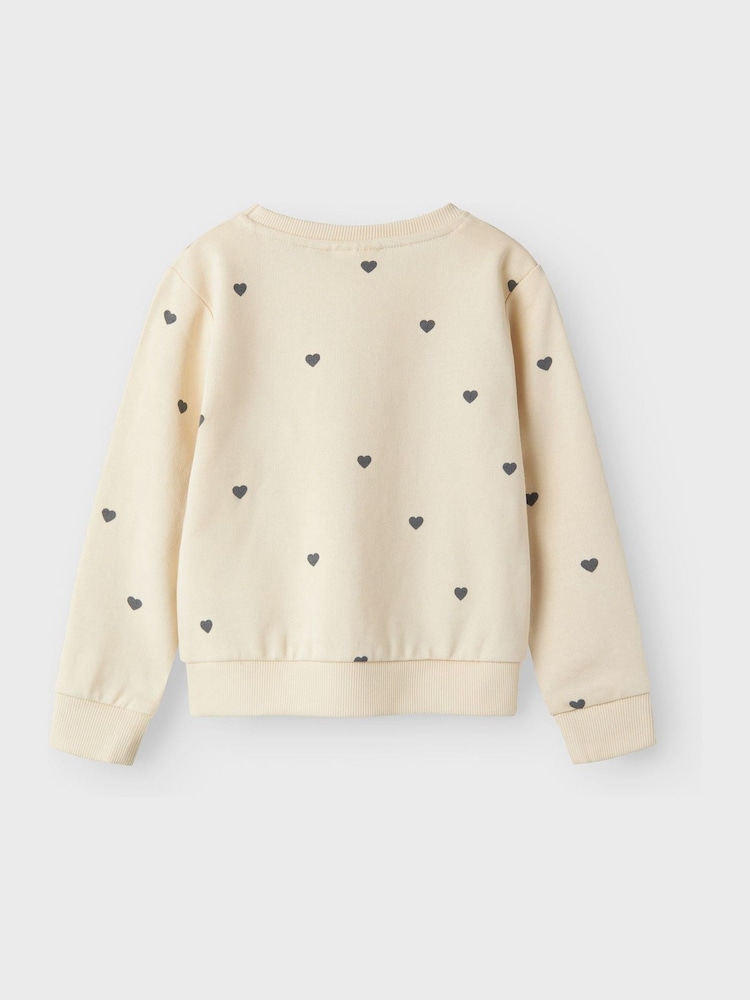 Name It Cream Heart Printed 100% Cotton Sweatshirt - Image 4 of 5