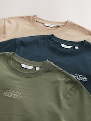 Blue/Green/Neutral Stone Regular Fit Graphic T-Shirts 3 Pack - Image 16 of 16