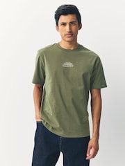 Blue/Green/Neutral Stone Regular Fit Graphic 100% Cotton T-Shirts 3 Pack - Image 8 of 9