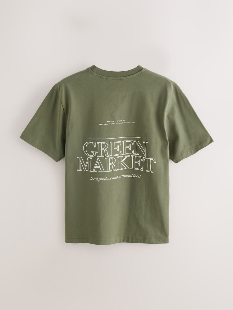 Blue/Green/Neutral Stone Regular Fit Graphic 100% Cotton T-Shirts 3 Pack - Image 9 of 9