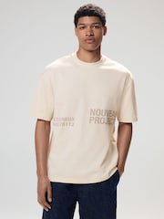 White Text Relaxed Fit Graphic Print Heavyweight T-Shirt - Image 2 of 4