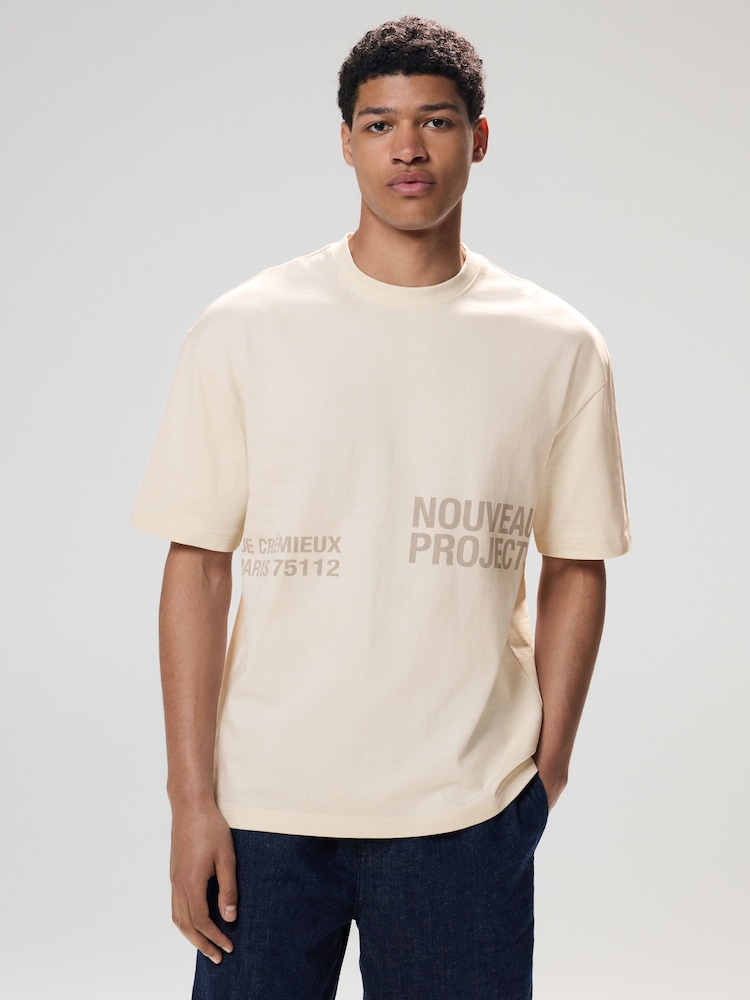White Text Relaxed Fit Graphic Print Heavy Weight T-Shirt - Image 2 of 9 White Text Relaxed Fit Graphic Print Heavy Weight T-Shirt - Image 2 of 9