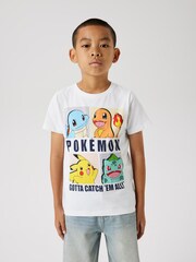 Name It White 100% Cotton Pokemon Graphic T-Shirt - Image 1 of 4