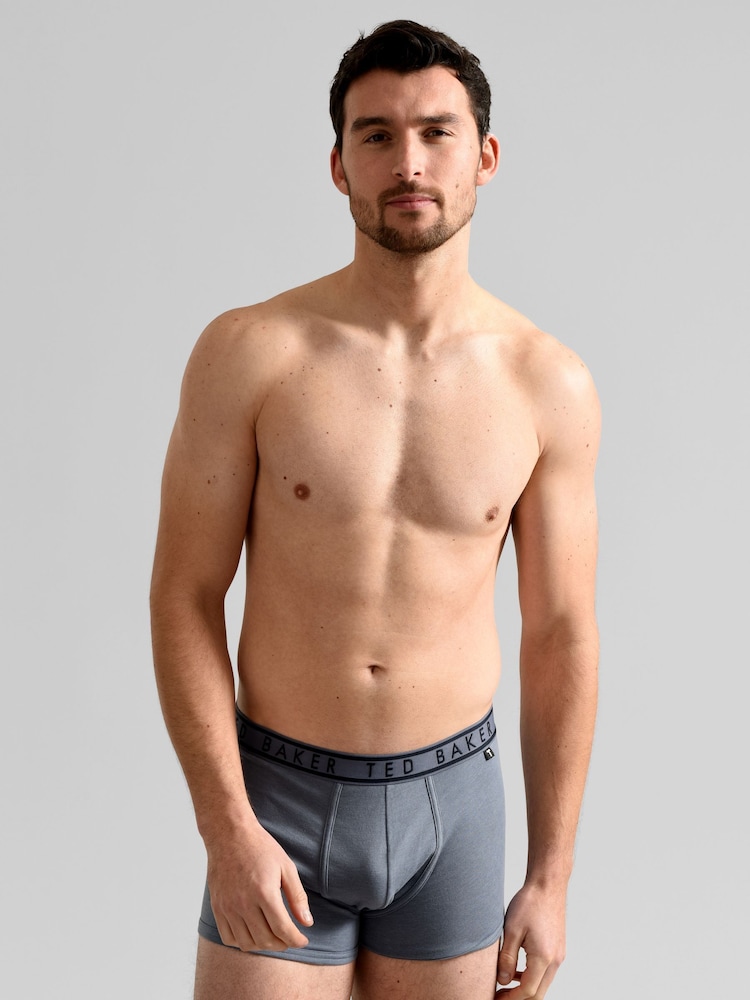 Ted Baker Blue Cotton Trunk 3 Pack - Image 5 of 9