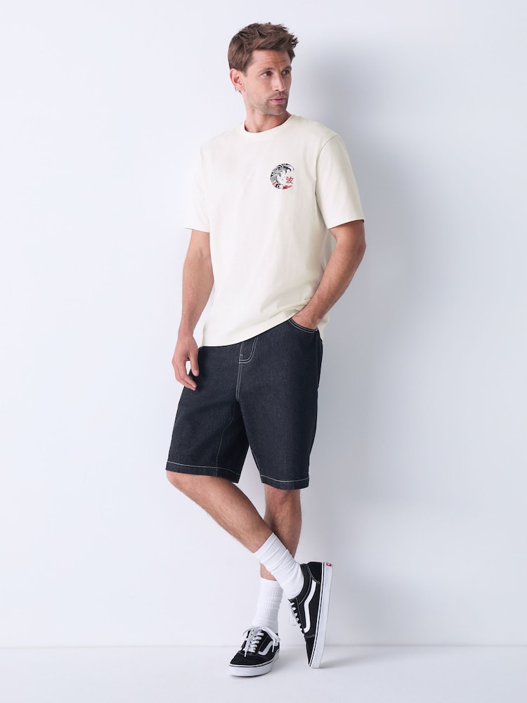 White Japanese Surf Graphic Print T-Shirt - Image 2 of 10