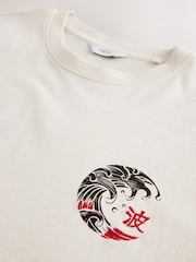 White Japanese Surf Graphic Print T-Shirt - Image 9 of 10