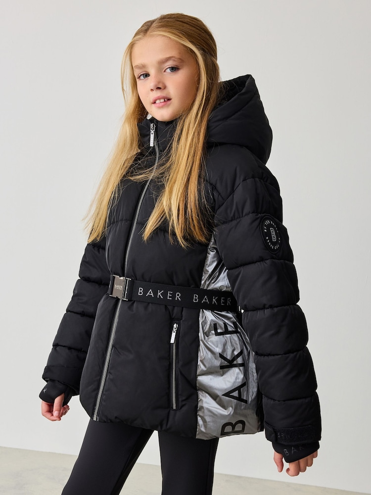Baker by Ted Baker Shower Resistant Panel Belted Black Padded Coat - Bild 1 von 13 Baker by Ted Baker Shower Resistant Panel Belted Black Padded Coat - Bild 1 von 13