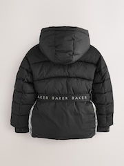 Baker by Ted Baker Shower Resistant Panel Belted Black Padded Coat - Image 10 of 15