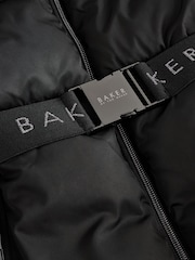 Baker by Ted Baker Shower Resistant Panel Belted Black Padded Coat - Image 11 of 15