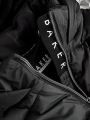 Baker by Ted Baker Shower Resistant Panel Belted Black Padded Coat - Image 13 of 15